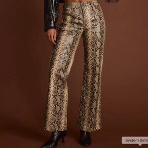 Reformation Snake Print Straight Leg Pants - Gold and Black